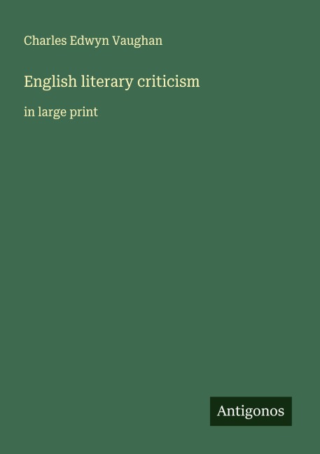 English literary criticism: in large print