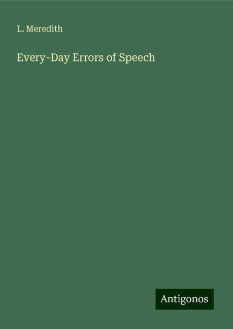 Every-Day Errors of Speech