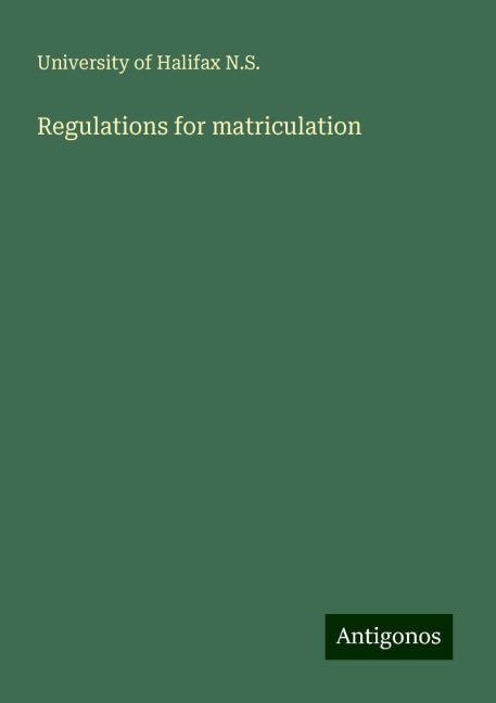 Regulations for matriculation