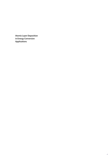Atomic Layer Deposition in Energy Conversion Applications