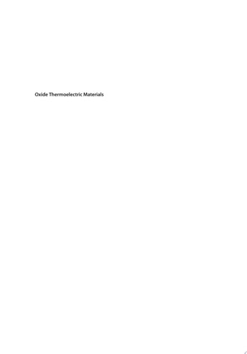 Oxide Thermoelectric Materials from Basic Principles to Applications