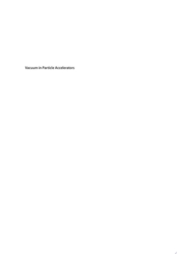 Vacuum in Particle Accelerators Modelling, Design and Operation of Beam Vacuum Systems