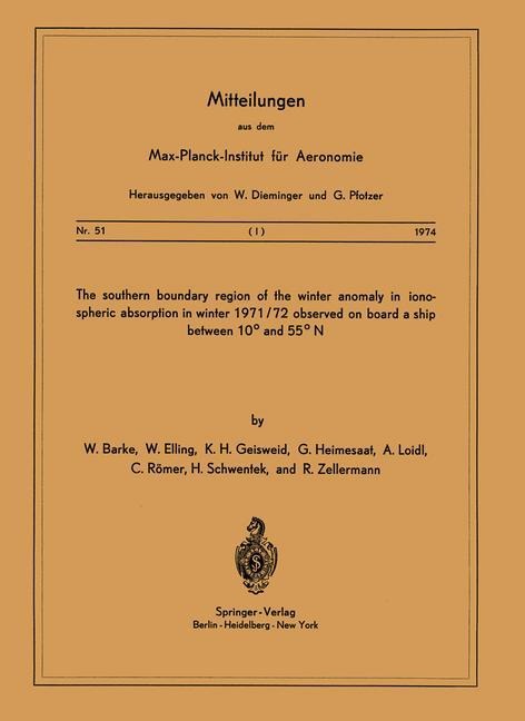 The Southern Boundary Region of the Winter Anomaly in Ionospheric Absorption in Winter 1971/72 Observed on Board the Cargo Vessel Hanau of Hapag-Lloyd Moving between 10° and 55° N