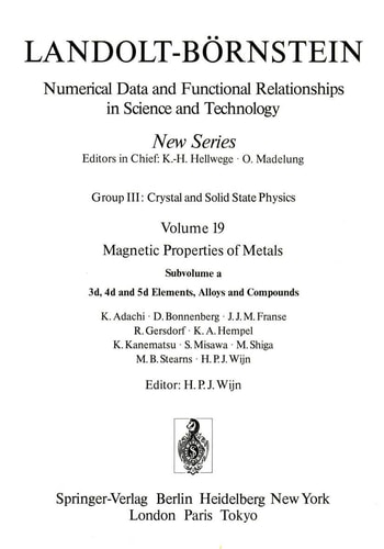3d, 4d, and 5d Elements, Alloys and Compounds / 3d-, 4d- und 5d-Elemente, Legierungen und Verbindungen