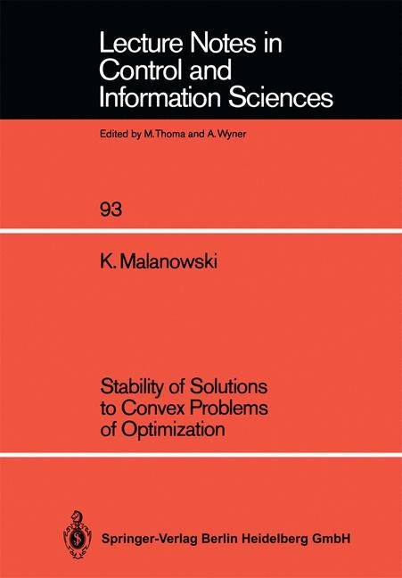 Stability of Solutions to Convex Problems of Optimization