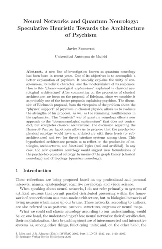 Bio-inspired Modeling of Cognitive Tasks Second International Work-Conference on the Interplay Between Natural and Artificial Computation, IWINAC 2007, La Manga del Mar Menor, Spain, June 18-21, 2007, Proceedings