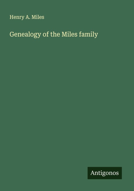 Genealogy of the Miles family