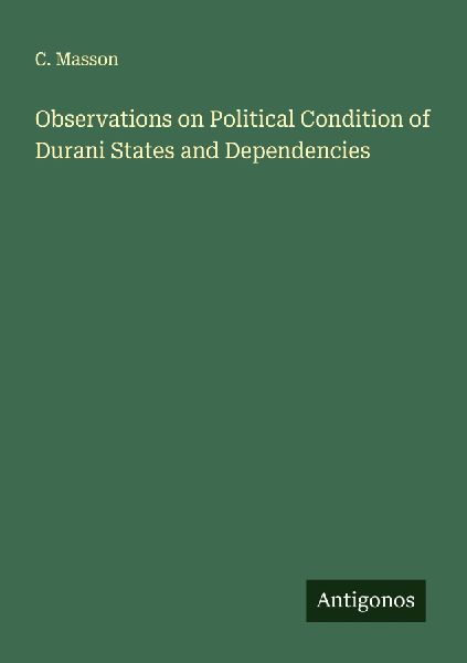Observations on Political Condition of Durani States and Dependencies