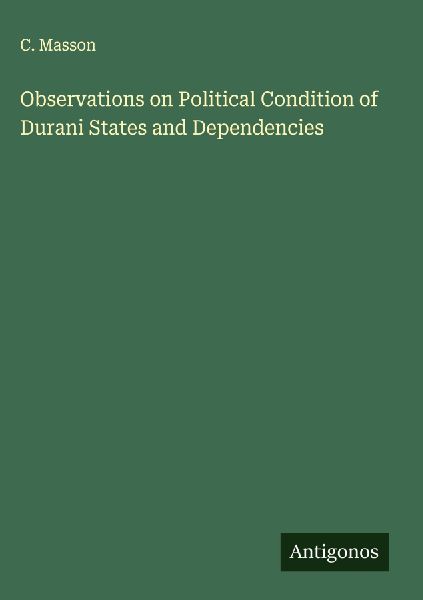 Observations on Political Condition of Durani States and Dependencies