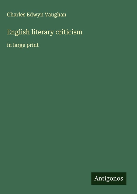 English literary criticism: in large print