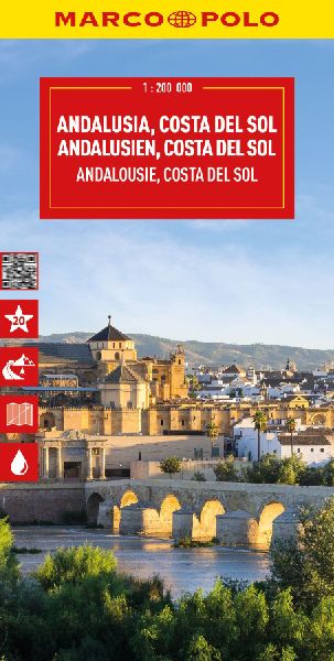 Andalusia, Costa del Sol Marco Polo Map: Sevilla, Cordoba, Granada - Straßenkarte und Autokarte mit sehenswerten Strecken, Highlights und digitaler Erweiterung