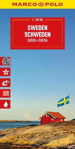 Sweden Marco Polo Map: Straßenkarte und Autokarte mit sehenswerten Strecken, Highlights und digitaler Erweiterung