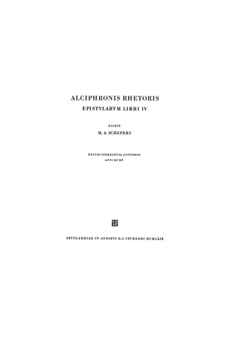 Alciphronis Rhetoris Epistularum libri IV