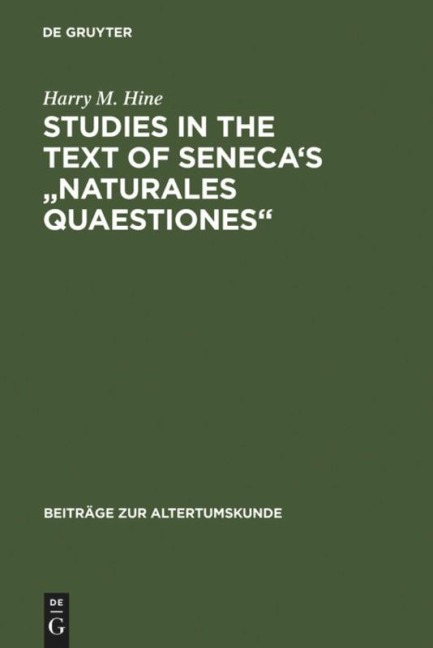 Studies in the Text of Seneca's "Naturales Quaestiones"