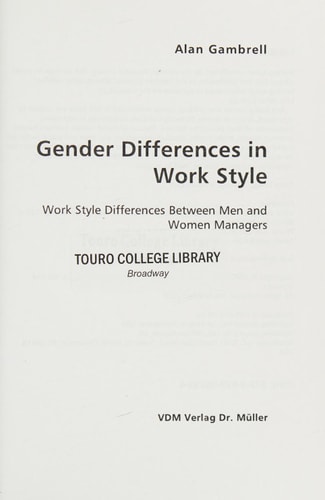 Gender Differences in Work Style