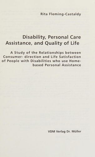 Disability, Personal Care Assistance, and Quality of Life
