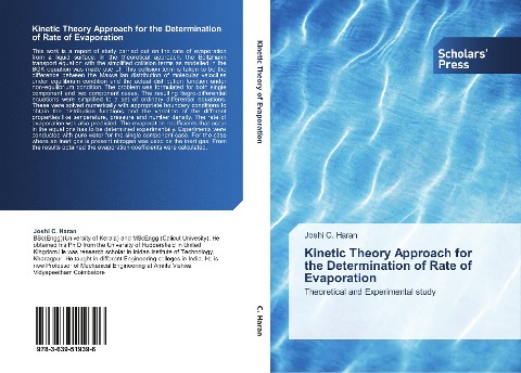 Kinetic Theory Approach for the Determination of Rate of Evaporation: Theoretical and Experimental study