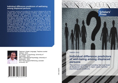 Individual difference predictors of well-being among displaced persons: The common concern surrounding the poor level of displaced life is that it might cause harmful psychological conditions.