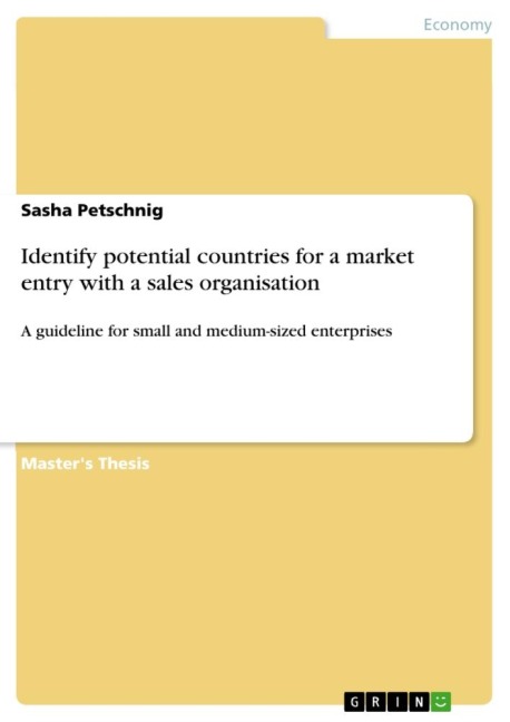 Identify potential countries for a market entry with a sales organisation: A guideline for small and medium-sized enterprises
