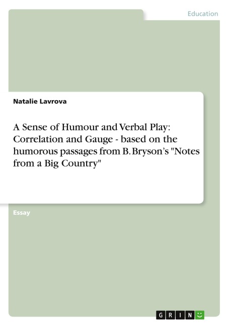 A Sense of Humour and Verbal Play: Correlation and Gauge - based on the humorous passages from B. Brysons Notes from a Big Country