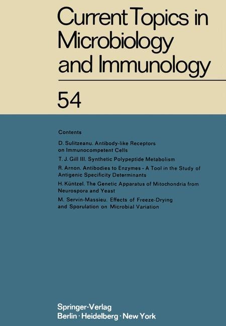 Current Topics in Microbiology and Immunology: Ergebnisse der Mikrobiologie und Immunitätsforschung