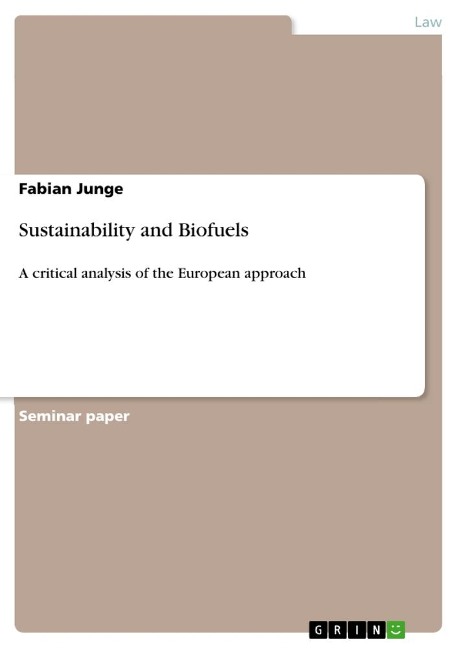Sustainability and Biofuels: A critical analysis of the European approach