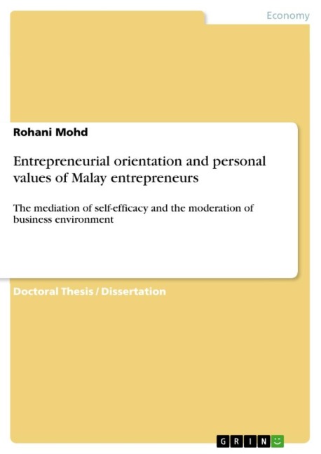 Entrepreneurial orientation and personal values of Malay entrepreneurs: The mediation of self-efficacy and the moderation of business environment