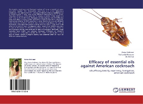 Efficacy of essential oils against American cockroach: oils,efficacy,toxicity, repellency, fumigation, american cockroach