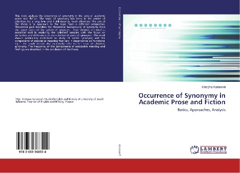 Occurrence of Synonymy in Academic Prose and Fiction: Basics, Approaches, Analysis