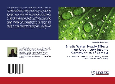 Erratic Water Supply Effects on Urban Low Income Communities of Zambia: A Presentation Of Research Work Findings On The Effects Of Erratic Water Supply