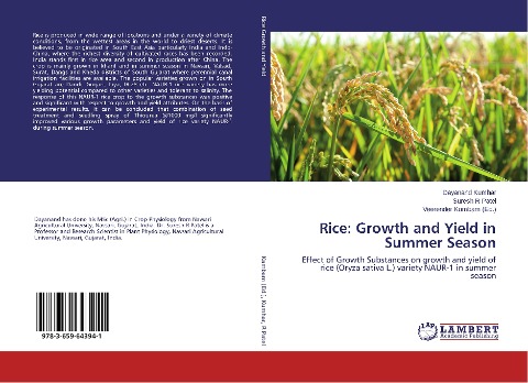 Rice: Growth and Yield in Summer Season: Effect of Growth Substances on growth and yield of rice (Oryza sativa L.) variety NAUR-1 in summer season