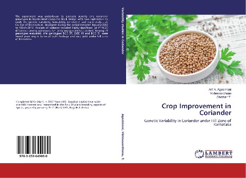 Crop Improvement in Coriander: Genetic Variability in Coriander under Hill Zone of Karnataka