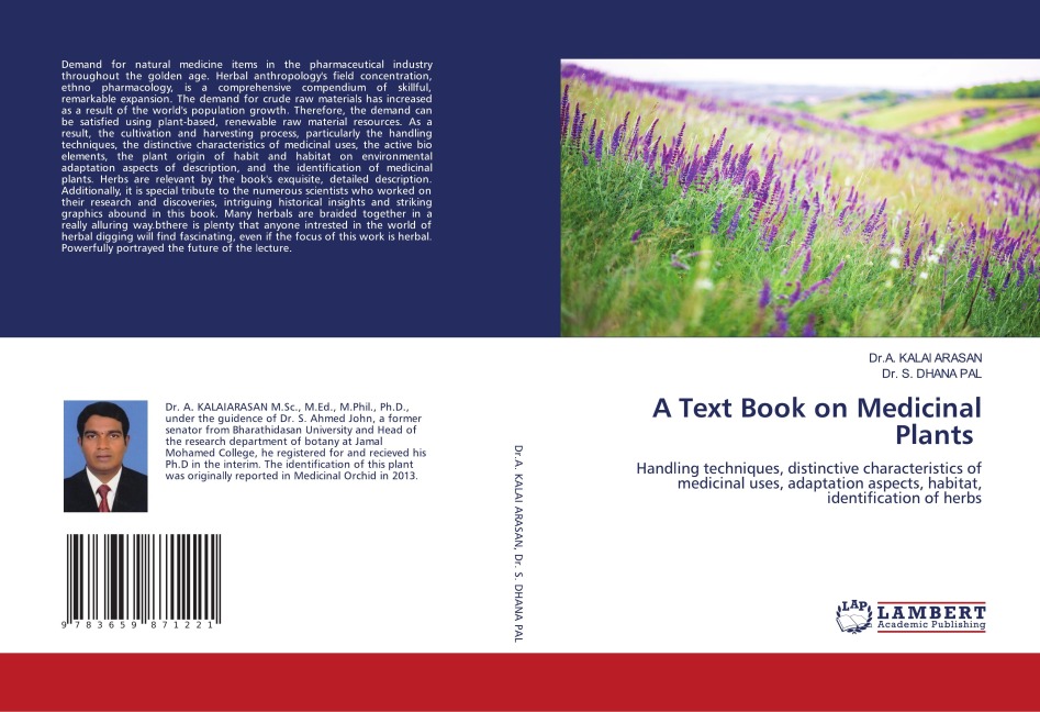 A Text Book on Medicinal Plants: Handling techniques, distinctive characteristics of medicinal uses, adaptation aspects, habitat, identification of herbs