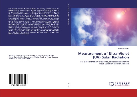 Measurement of Ultra-Violet (UV) Solar Radiation: For Determination of Sunrise, Sunset and Sunshine Hour Duration at Ilorin, Nigeria