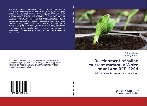 Development of saline tolerant mutant in White ponni and BPT- 5204: Salinity Screening under invitro condition