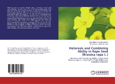Heterosis and Combining Ability in Rape Seed (Brassica rapa L.): Heterosis and Combining Ability in Rape Seed (Brassica rapa L.) involving 7 x 7 half diallel cross excluding reciprocal.