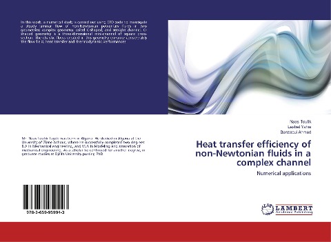 Heat transfer efficiency of non-Newtonian fluids in a complex channel: Numerical applications
