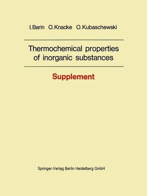 Thermochemical properties of inorganic substances: Supplement