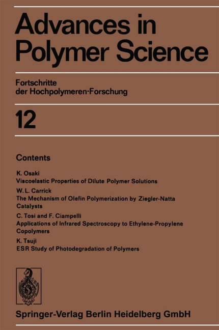 Advances in Polymer Science: Fortschritte der Hochpolymeren-Forschung