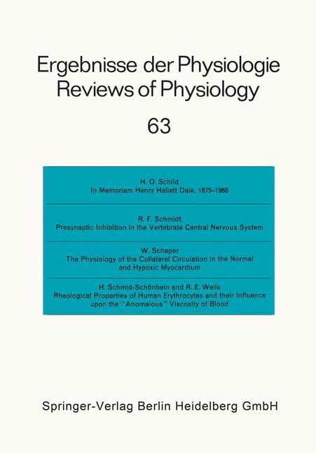 Ergebnisse der Physiologie / Reviews of Physiology: Biologischen Chemie und Experimentellen Pharmakologie / Biochemistry and Experimental Pharmacology