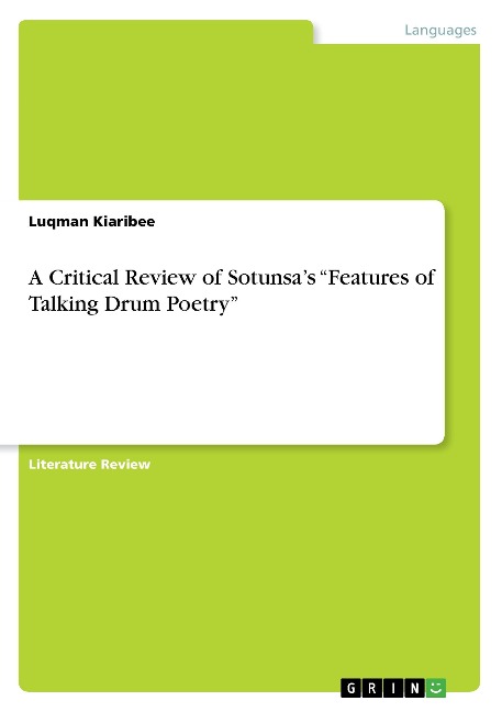 A Critical Review of Sotunsas Features of Talking Drum Poetry