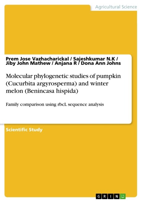 Molecular phylogenetic studies of pumpkin (Cucurbita argyrosperma) and winter melon (Benincasa hispida): Family comparison using rbcL sequence analysis