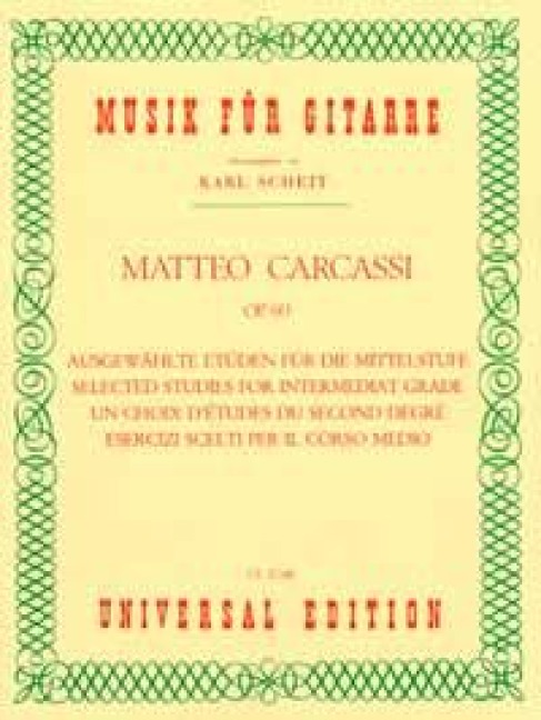 Ausgewählte Etüden für die Mittelstufe: op. 60. für Gitarre.