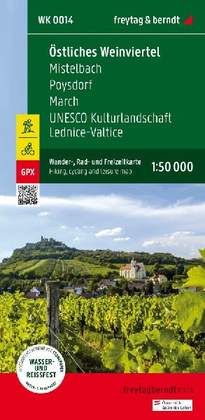 freytag & berndt Wanderkarte WK 0014 Östliches Weinviertel - Mistelbach - Poysdorf - March - UNESCO Kulturlandschaft Lednice-Valtice 1:50.000: mit Infoguide, GPX Tracks, wasserfest und reißfest