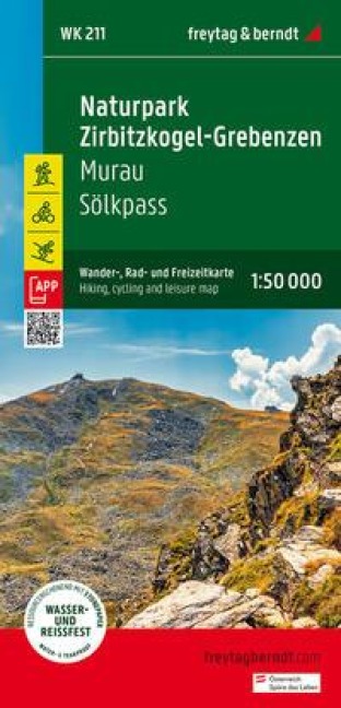 Naturpark Zirbitzkogel-Grebenzen, Wander-, Rad- und Freizeitkarte 1:50.000, freytag & berndt, WK 211: Murau - Sölkpass, mit APP, wasserfest und reißfest