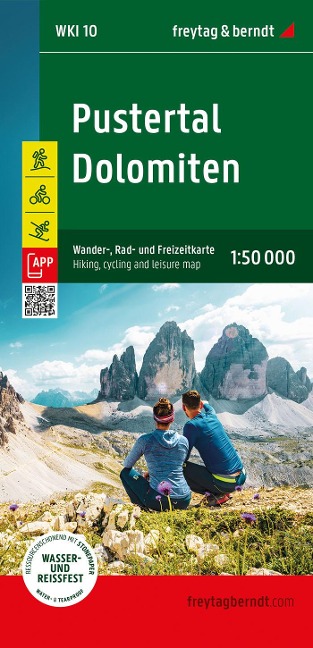 Pustertal - Dolomiten, Wander-, Rad- und Freizeitkarte 1:50.000, freytag & berndt, WKI 10: Mit APP, wasserfest und reißfest