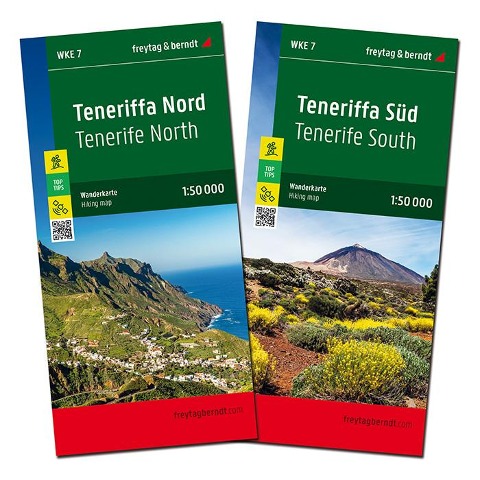 Teneriffa, Wanderkarten-Set 1:50.000, freytag & berndt: 2 Blätter in Kunststoff-Hülle mit Wanderungen und Top Tips, wasserfest und reißfest