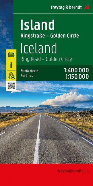 Island, Straßenkarte 1:400.000, freytag & berndt: Ringstraße - Golden Circle 1:150.000, Innenstadtpläne