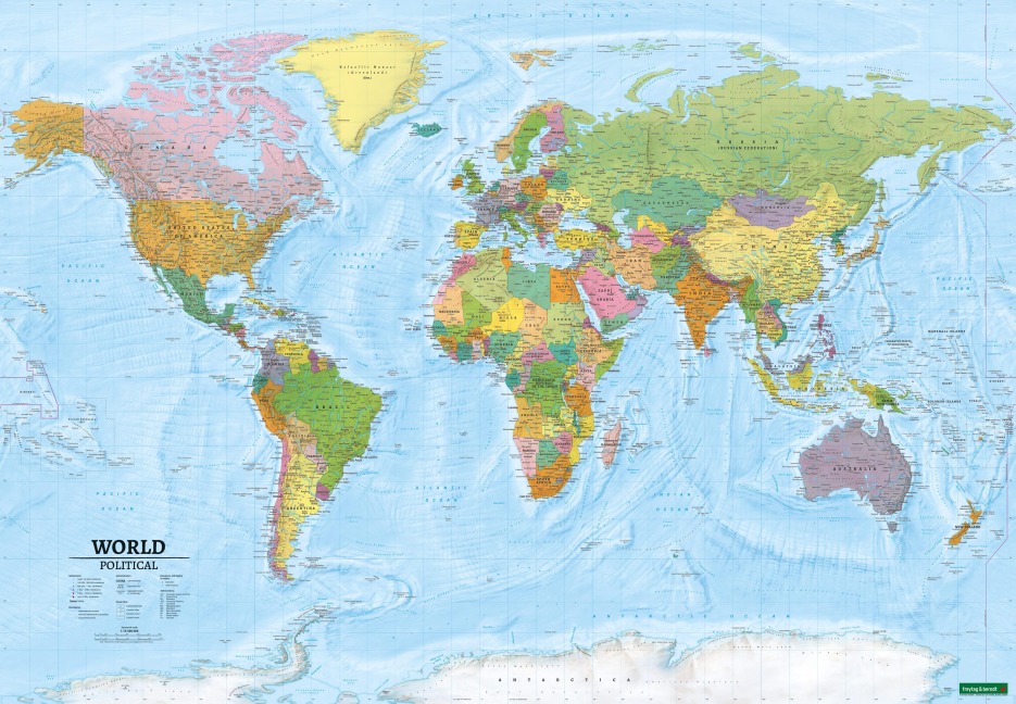 freytag & berndt Poster World map XXL, english 1:15 Mio.: 184 x 127,3 cm, Wall Map