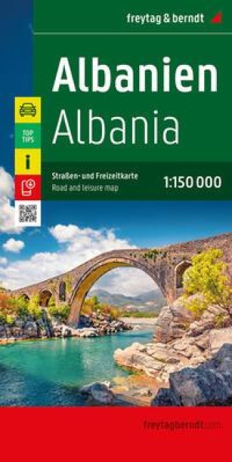 Albanien, Straßen- und Freizeitkarte 1:150.000, freytag & berndt: Mit Infoguide, Top Tips, Innenstadtplan Tirana